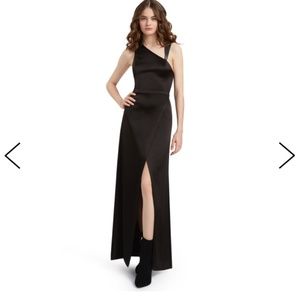 Alice + Olivia PAMELA LEATHER COMBO SLIT GOWN